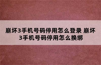 崩坏3手机号码停用怎么登录 崩坏3手机号码停用怎么换绑